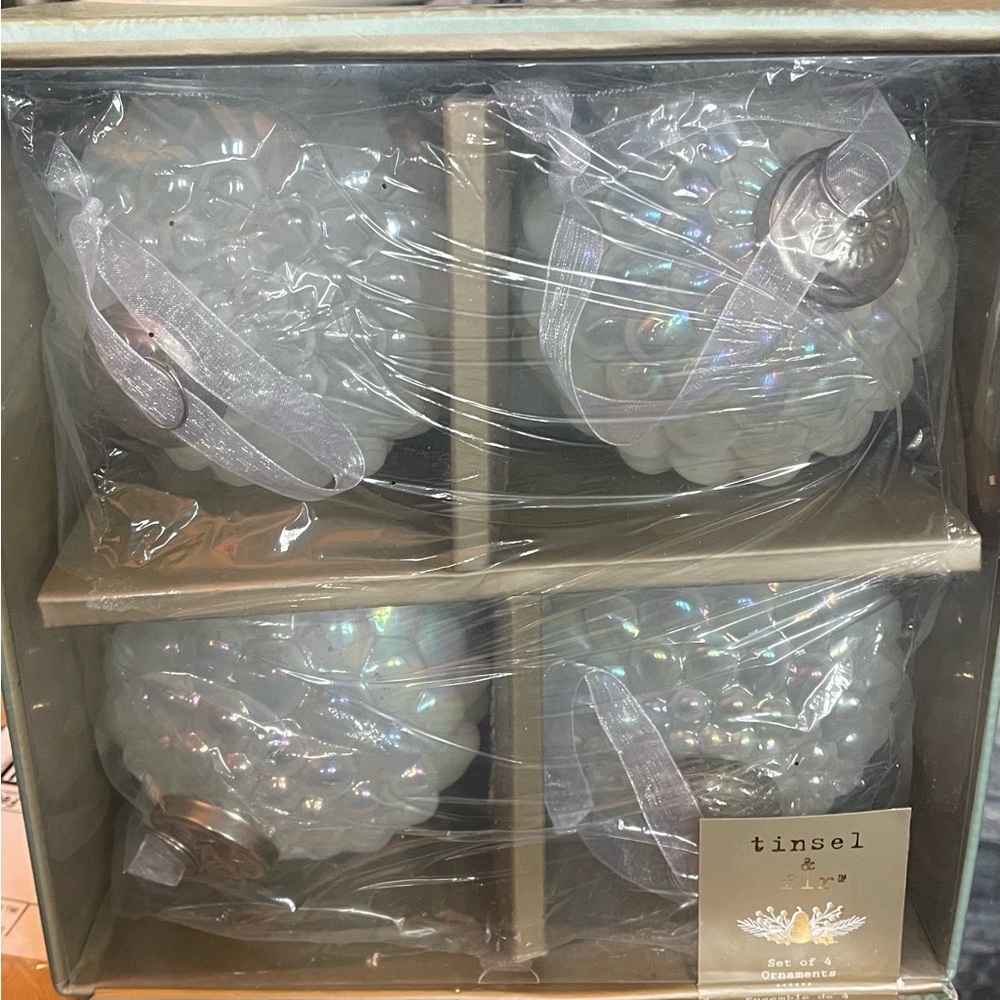 Tinsel & Fir Iridescent Holiday Ornaments Set